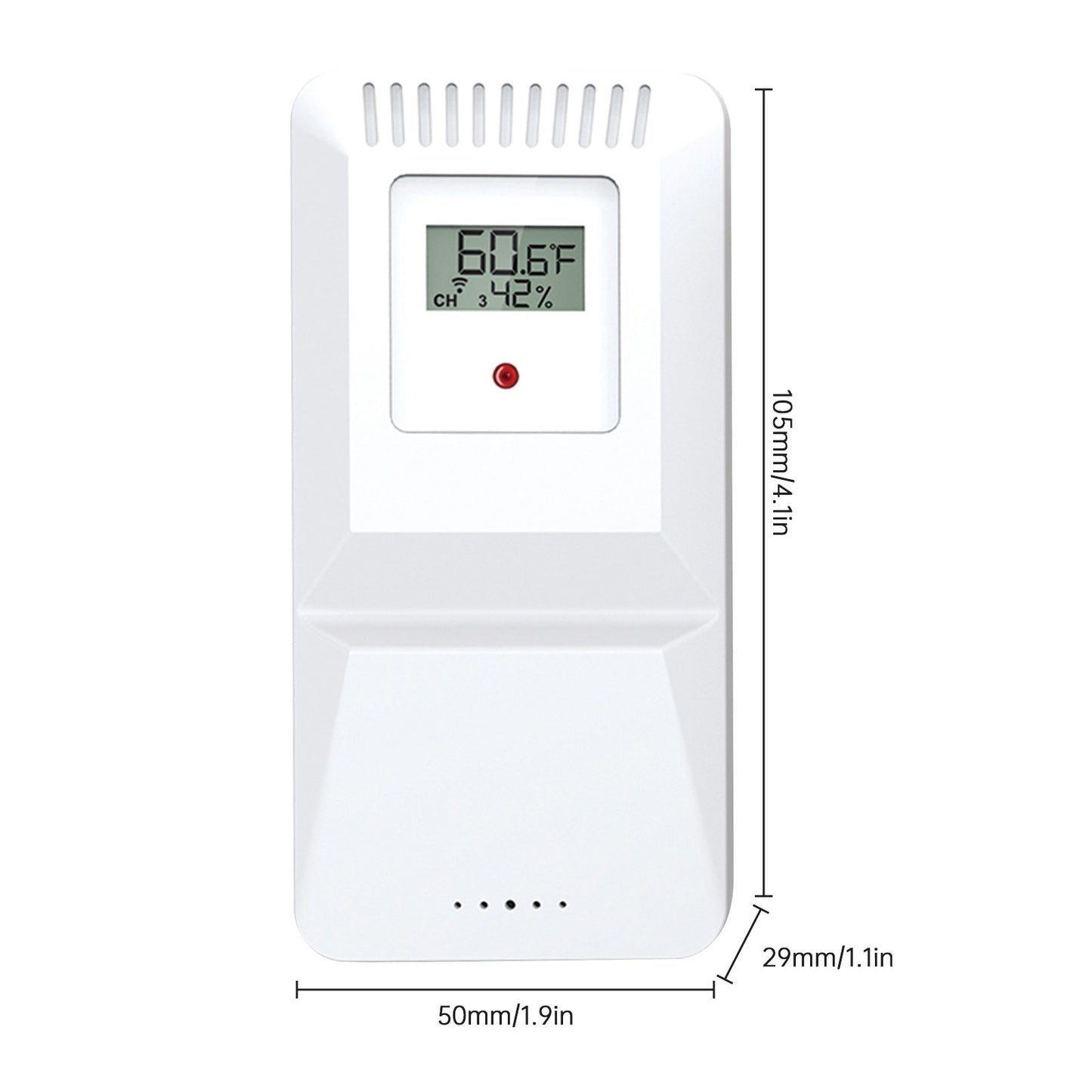 Wireless Indoor Digital Thermometer & Hygrometer with 3 Sensors, HTN Screen, White Backlit Display, 500ft Range