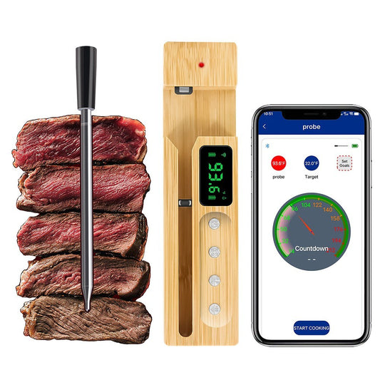 Smart Wireless Meat Thermometer - Instant Read Digital Thermometer with Magnetic Charging Base, 500FT Range App Control, Timing Alarm for BBQ Grill