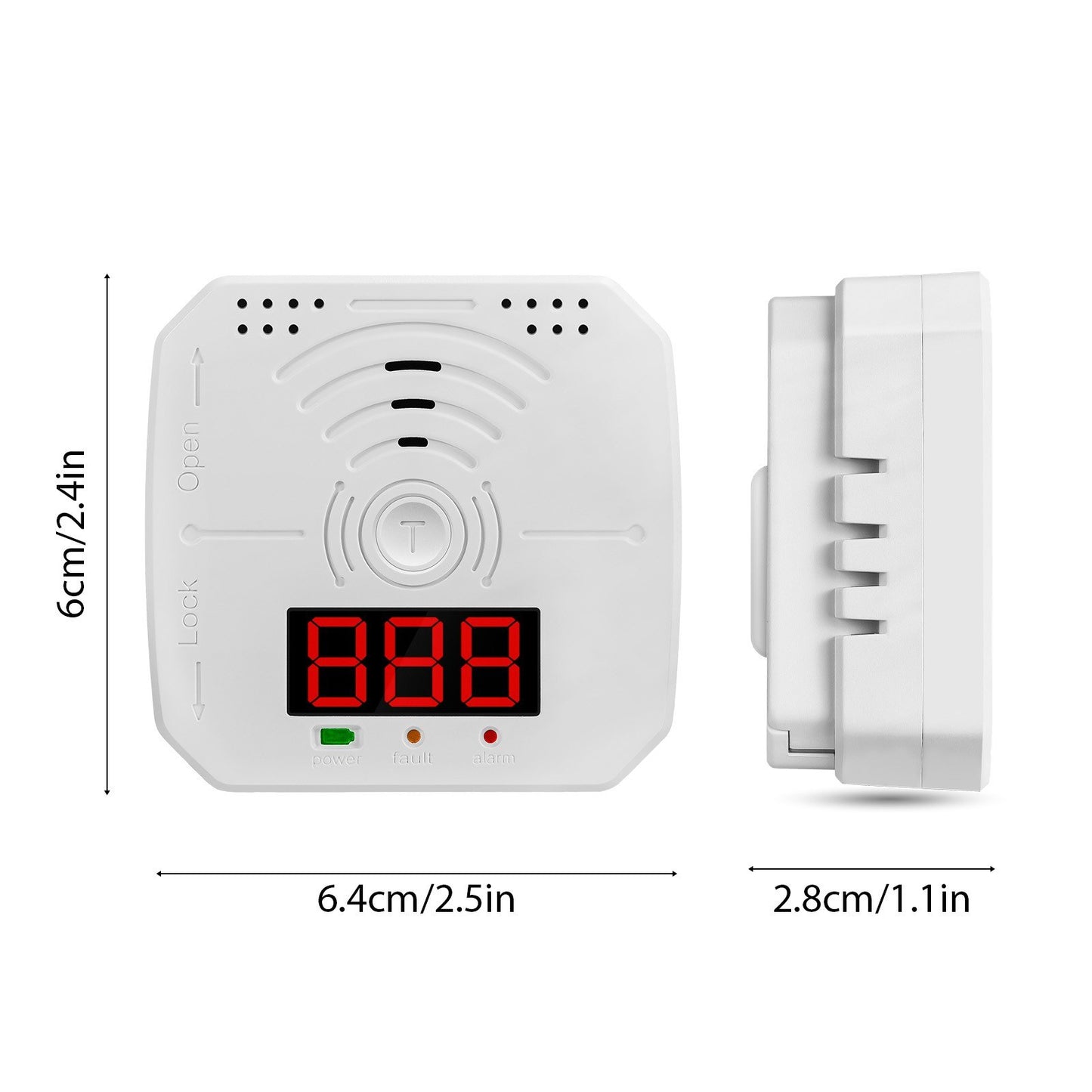 Carbon Monoxide Detector 3-Pack with LCD Display, Sound & Light Alarm for Home and Office - Battery Operated (Batteries Not Included)
