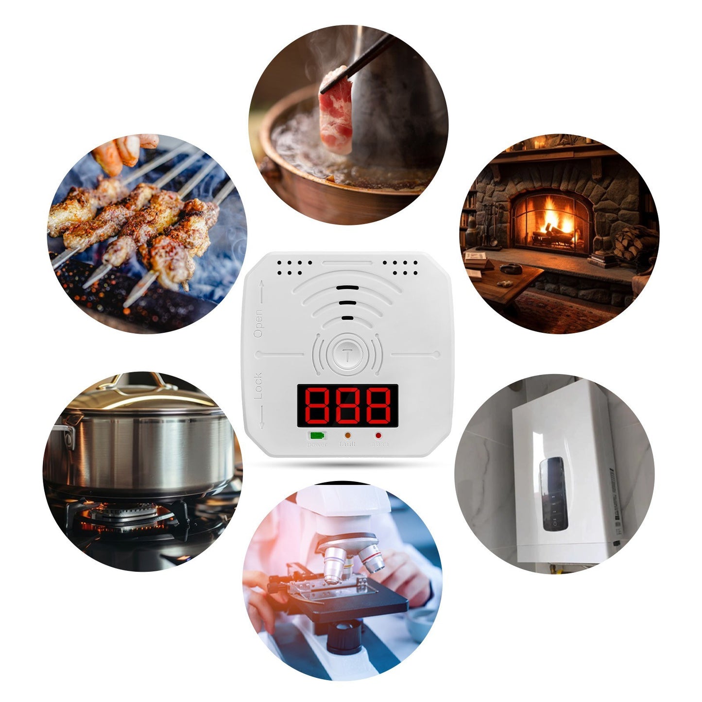Carbon Monoxide Detector 3-Pack with LCD Display, Sound & Light Alarm for Home and Office - Battery Operated (Batteries Not Included)