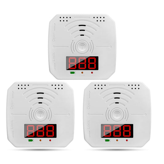 Carbon Monoxide Detector 3-Pack with LCD Display, Sound & Light Alarm for Home and Office - Battery Operated (Batteries Not Included)