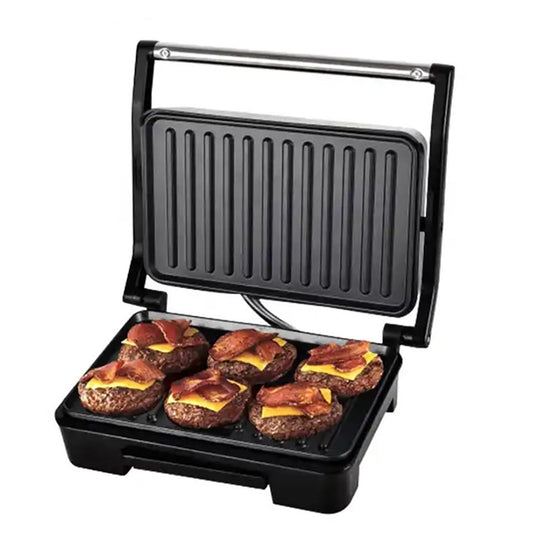 850W Non-Stick Portable Panini Press & Sandwich Maker, Food-Grade Steel, Double Side Heating, Anti-Heat Handle, Makes Up to 6 Slices