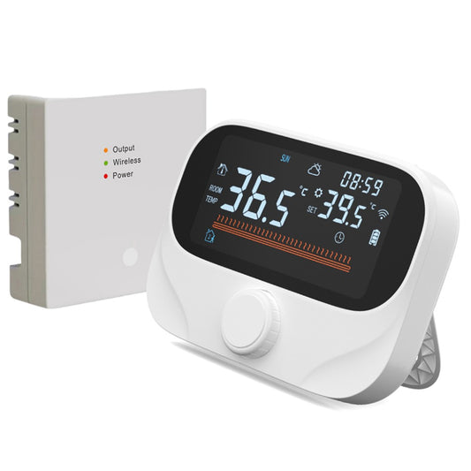 Smart WiFi Thermostat for Boiler Heating - RF433, 980ft Range, App & Voice Control, LED Touch Screen, Programmable with Weather Report & Adjustable Knob
