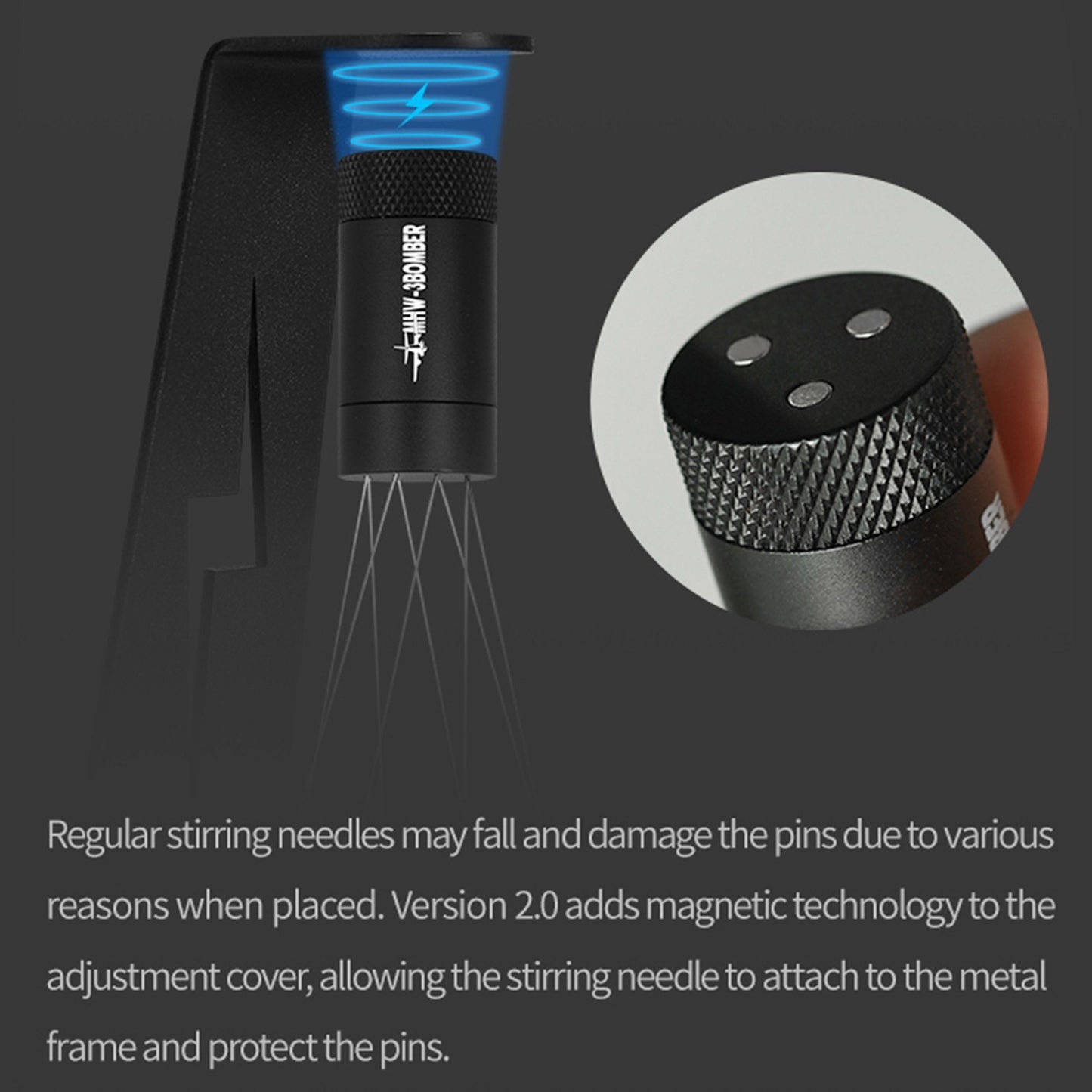 Adjustable WDT Tool Espresso - MHW-3BOMBER Coffee Distributor with Magnetic Stand, 8 Needles (0.4mm) + 6 Spare Needles - Espresso Machine Accessory