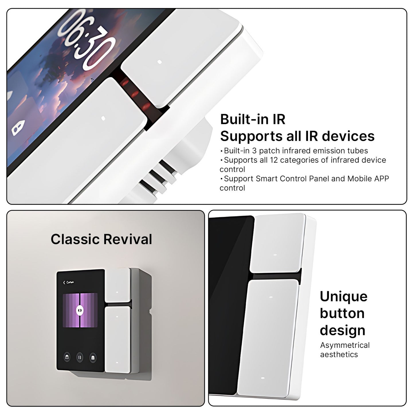 3.5 Inch Touchscreen Smart Home Control Panel with 3-Gang Relay, Voice Assistant, IR, and All-in-One App Compatibility