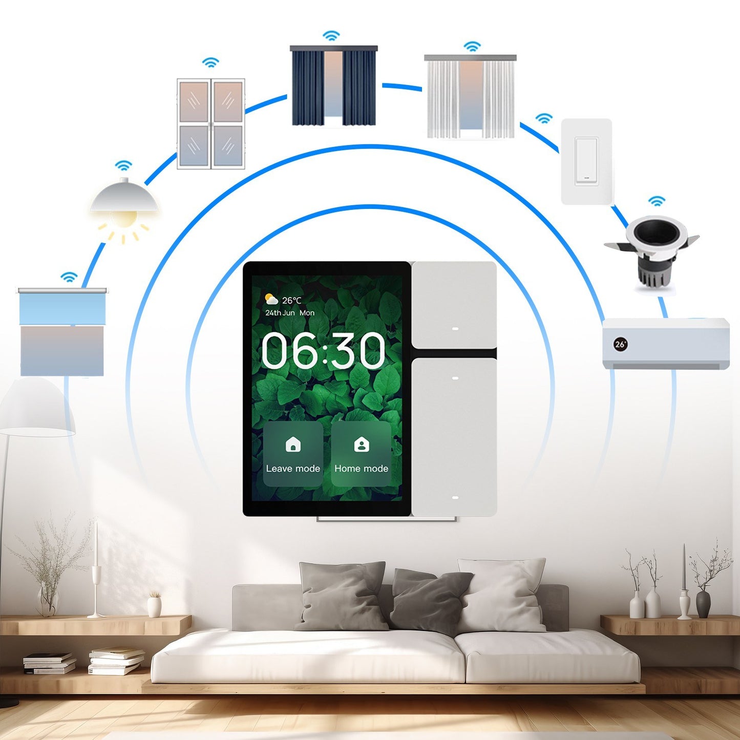 3.5 Inch Touchscreen Smart Home Control Panel with 3-Gang Relay, Voice Assistant, IR, and All-in-One App Compatibility