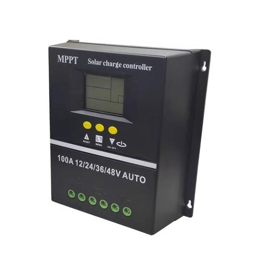 100A MPPT Solar Charge Controller with LCD Display, Dual USB Ports, and Aluminum Heat Sinks for 12V-48V Lead-Acid Batteries