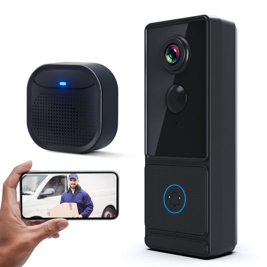 Smart Wireless Doorbell Camera 3MP 2K HD with Chime, Night Vision, PIR Detection, 2-Way Audio, Cloud Storage, IP65 Waterproof, APP Control