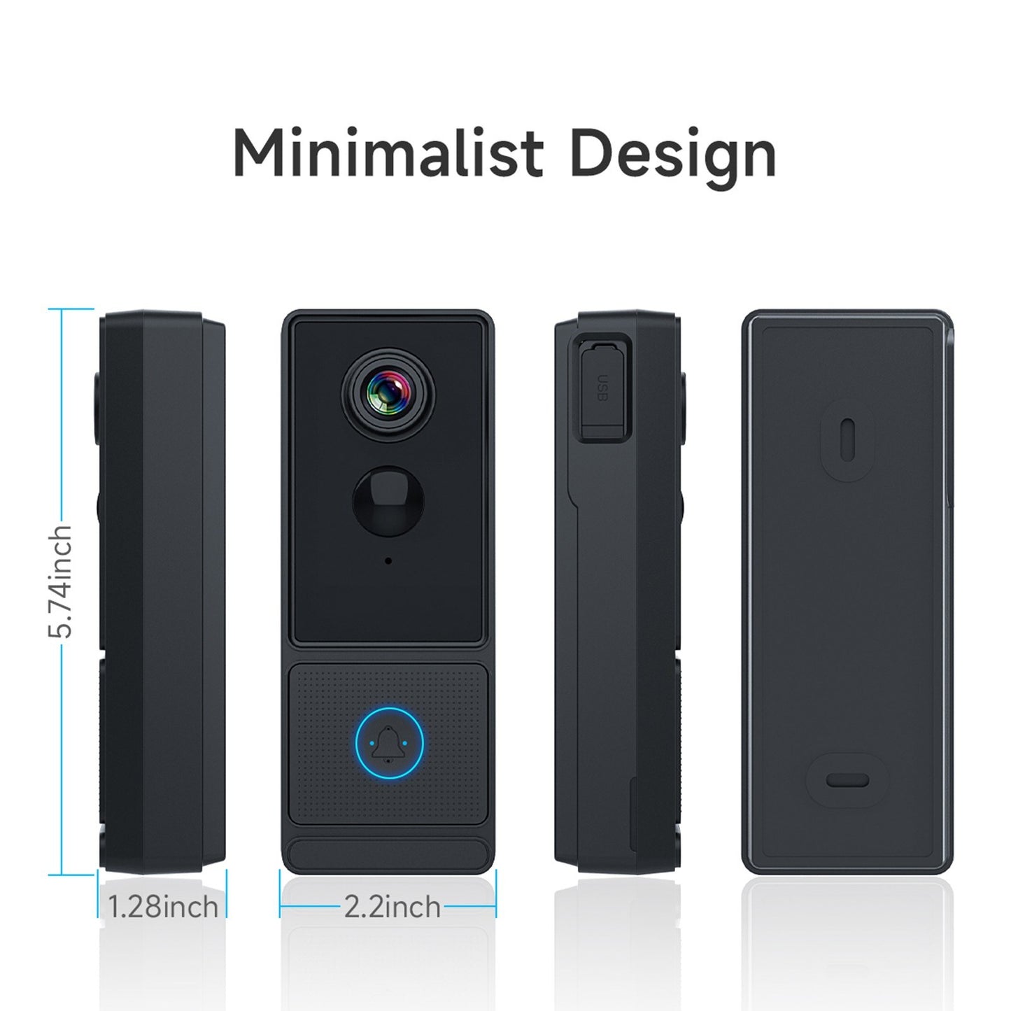 Smart Wireless Doorbell Camera 3MP 2K HD with Chime, Night Vision, PIR Detection, 2-Way Audio, Cloud Storage, IP65 Waterproof, APP Control