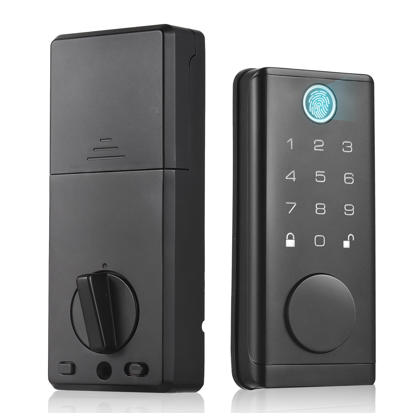Smart Fingerprint Door Lock Deadbolt with Handle Set, Electronic Keyless Entry, Keypad Code & App Control for Front Door Security