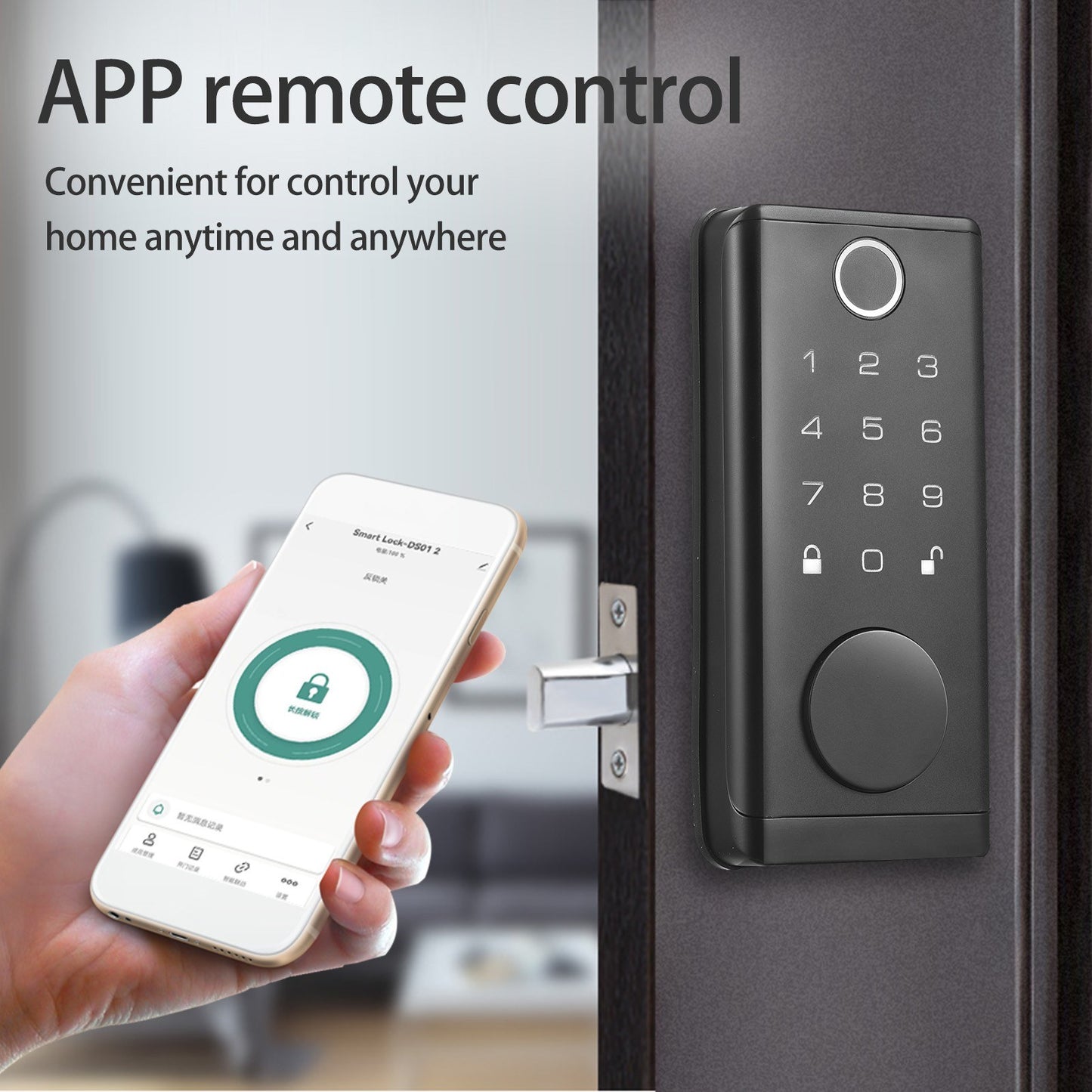 Smart Fingerprint Door Lock Deadbolt with Handle Set, Electronic Keyless Entry, Keypad Code & App Control for Front Door Security
