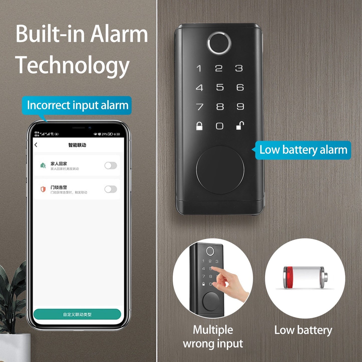 Smart Fingerprint Door Lock Deadbolt with Handle Set, Electronic Keyless Entry, Keypad Code & App Control for Front Door Security