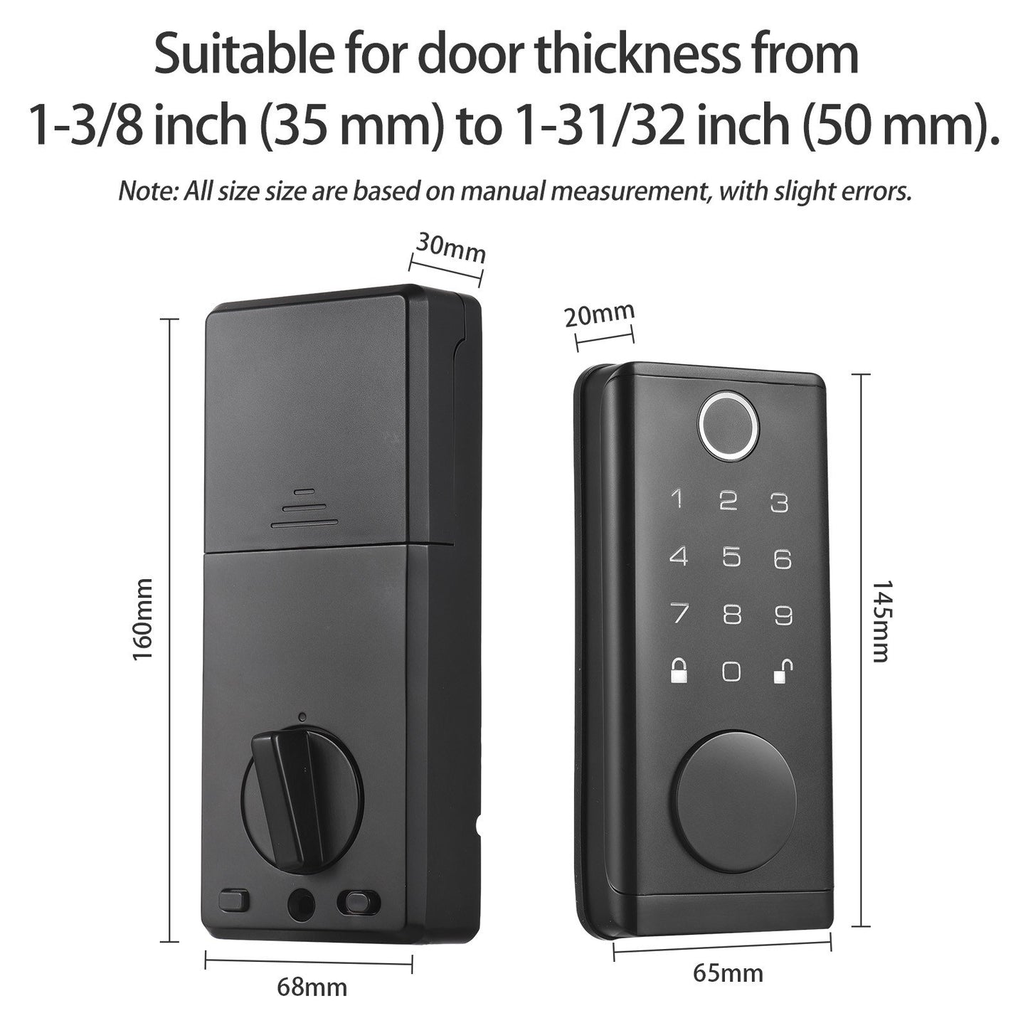 Smart Fingerprint Door Lock Deadbolt with Handle Set, Electronic Keyless Entry, Keypad Code & App Control for Front Door Security