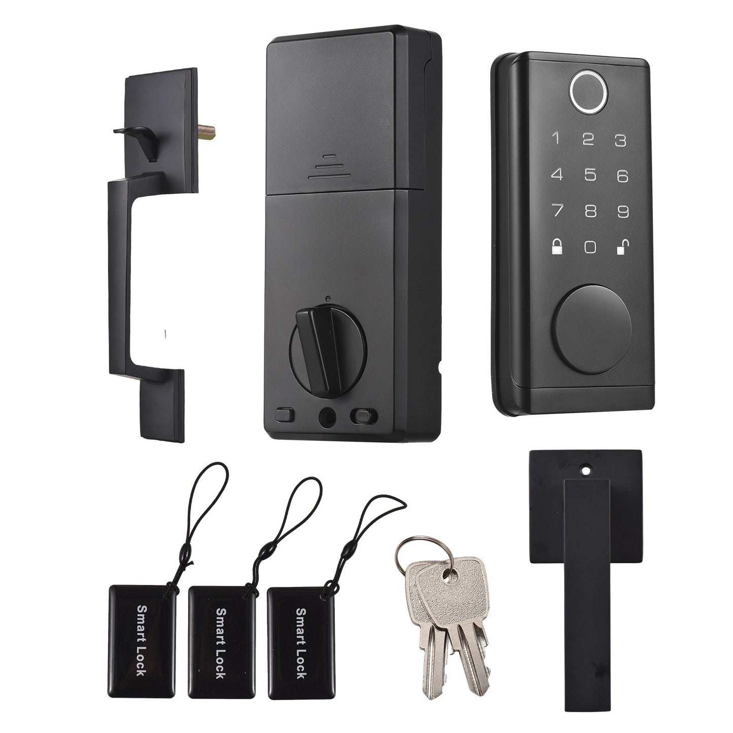Smart Fingerprint Door Lock Deadbolt with Handle Set, Electronic Keyless Entry, Keypad Code & App Control for Front Door Security