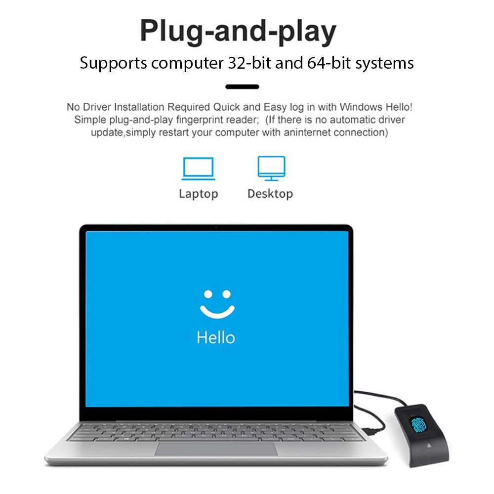 USB Biometric Fingerprint Reader for PC & Laptop - Password-Free Access
