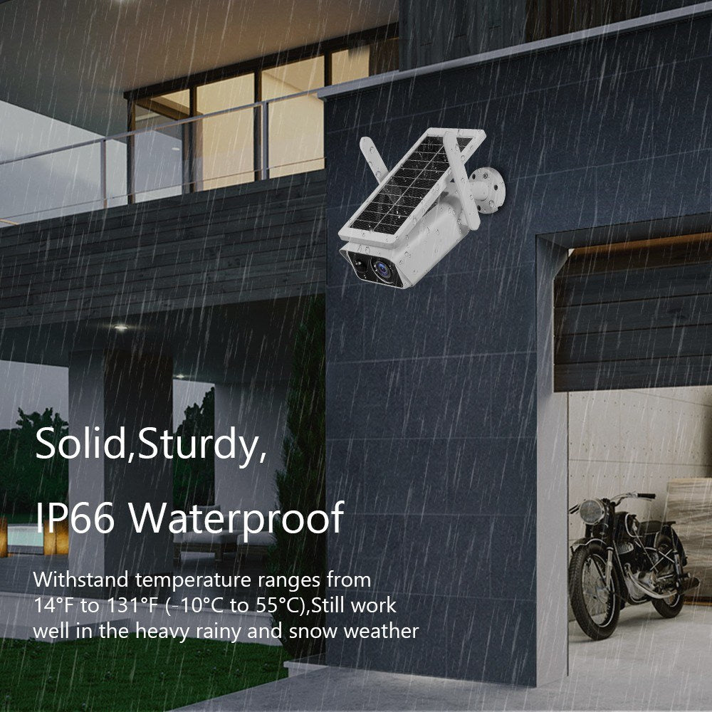 4MP Wireless Solar Security Camera with Rechargeable Battery, Night Vision, PIR Motion Detection, 2-Way Audio, IP66 Waterproof