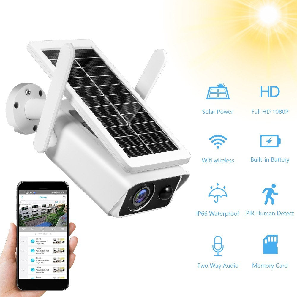 4MP Wireless Solar Security Camera with Rechargeable Battery, Night Vision, PIR Motion Detection, 2-Way Audio, IP66 Waterproof