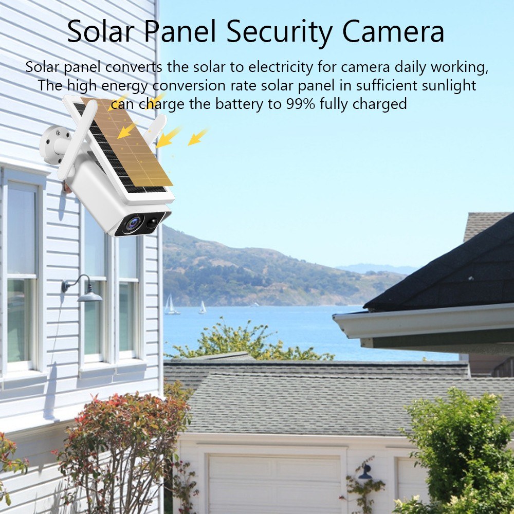 4MP Wireless Solar Security Camera with Rechargeable Battery, Night Vision, PIR Motion Detection, 2-Way Audio, IP66 Waterproof