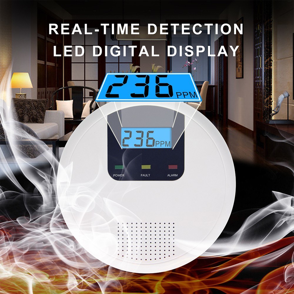 Battery-Powered Carbon Monoxide Detector with LCD Screen, Sound & Light Alarm for Home, Kitchen, Restaurant, Hotel, Office