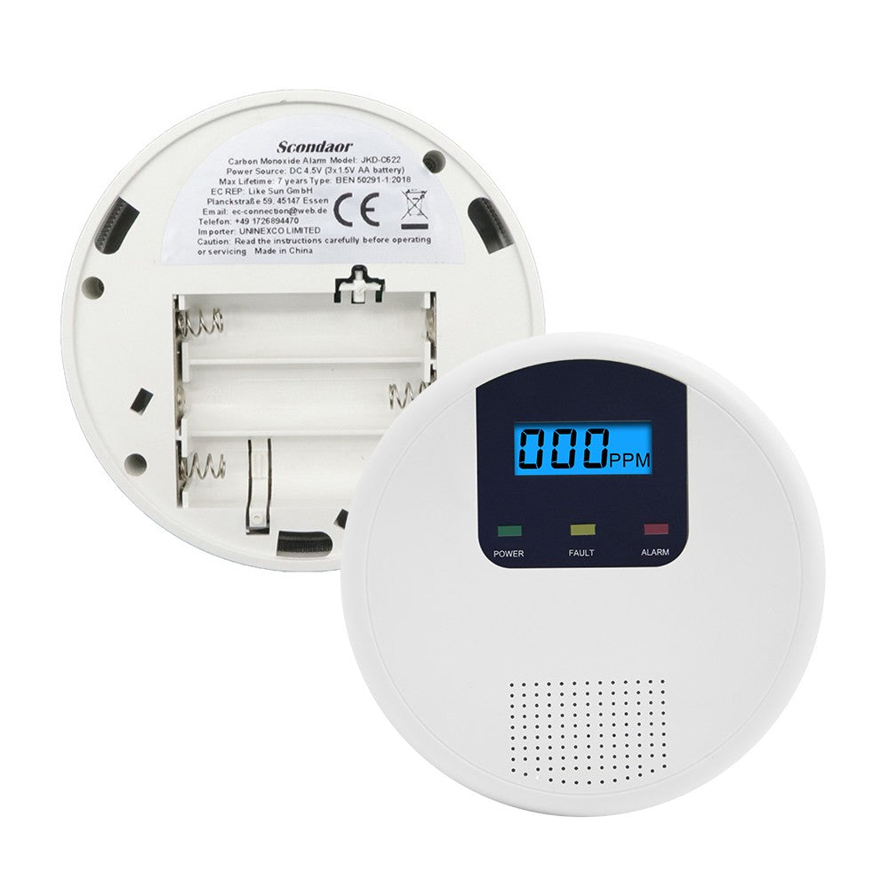 Battery-Powered Carbon Monoxide Detector with LCD Screen, Sound & Light Alarm for Home, Kitchen, Restaurant, Hotel, Office