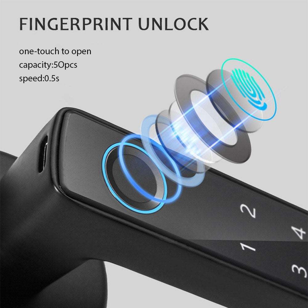 Wafu 4-in-1 Keyless Smart Lock: Biometric & Password Entry with Tuya App & BT Remote for 35-55mm Doors