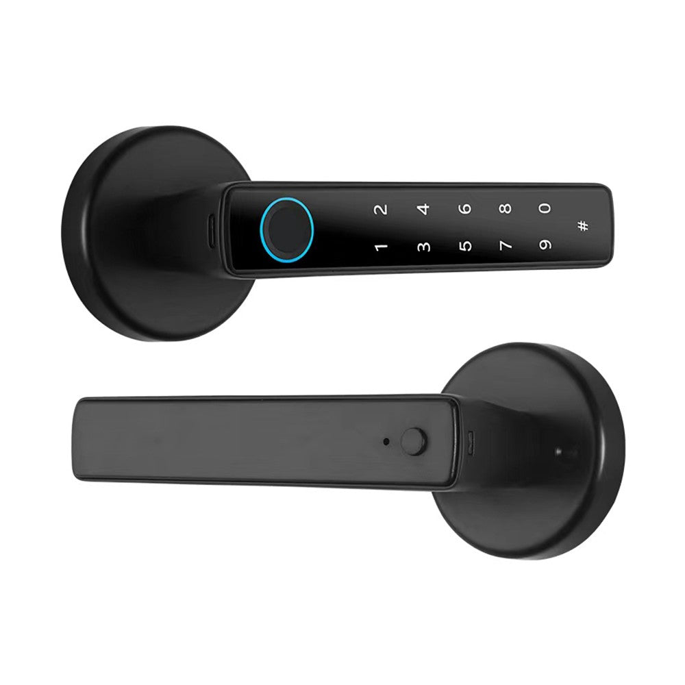 Wafu 4-in-1 Keyless Smart Lock: Biometric & Password Entry with Tuya App & BT Remote for 35-55mm Doors