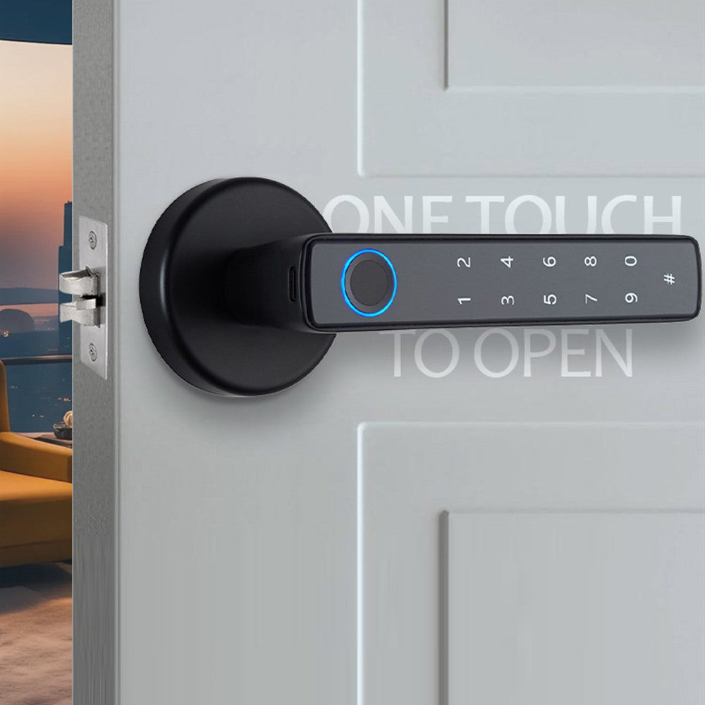Wafu 4-in-1 Keyless Smart Lock: Biometric & Password Entry with Tuya App & BT Remote for 35-55mm Doors