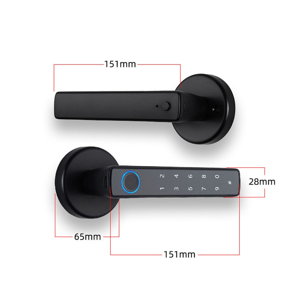 Wafu 4-in-1 Keyless Smart Lock: Biometric & Password Entry with Tuya App & BT Remote for 35-55mm Doors