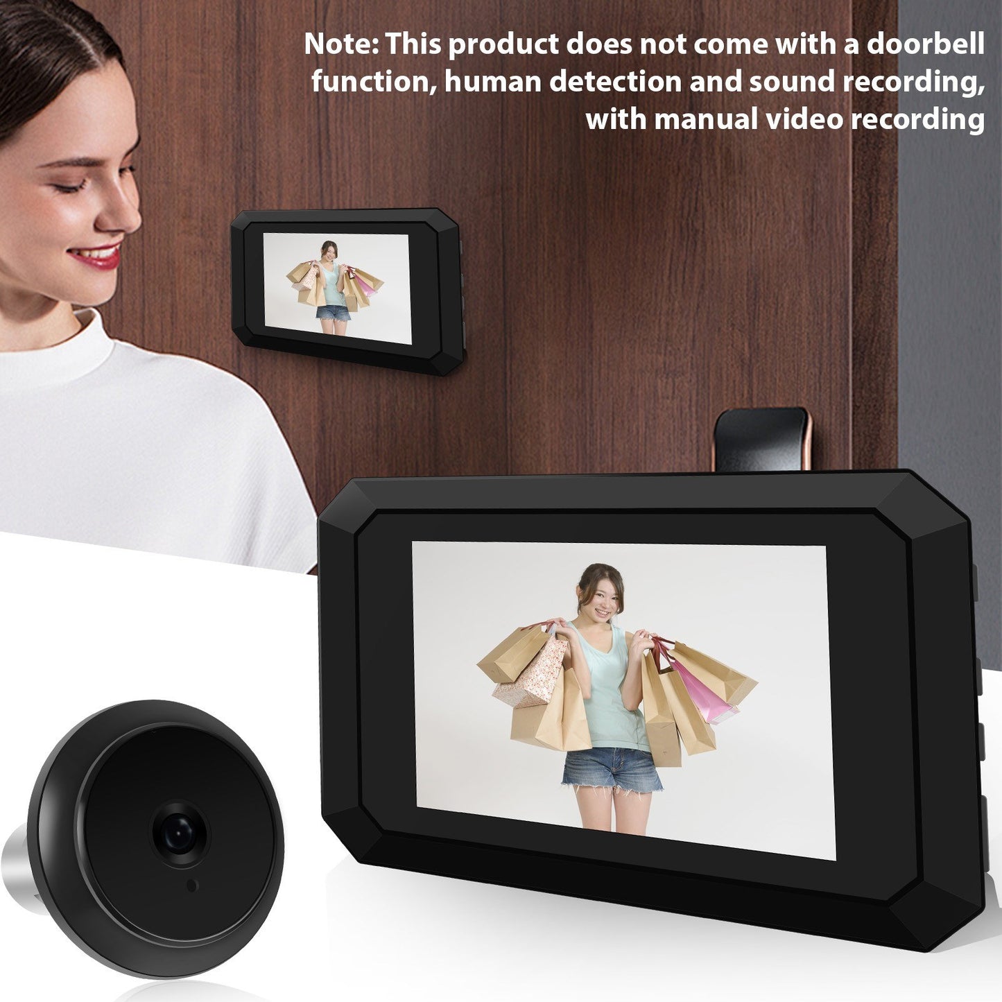 2MP 3.5-inch LCD Digital Peephole Camera for Apartment Doors, 1080P Monitor with Built-in 1400mAh Battery, Type-C Rechargeable