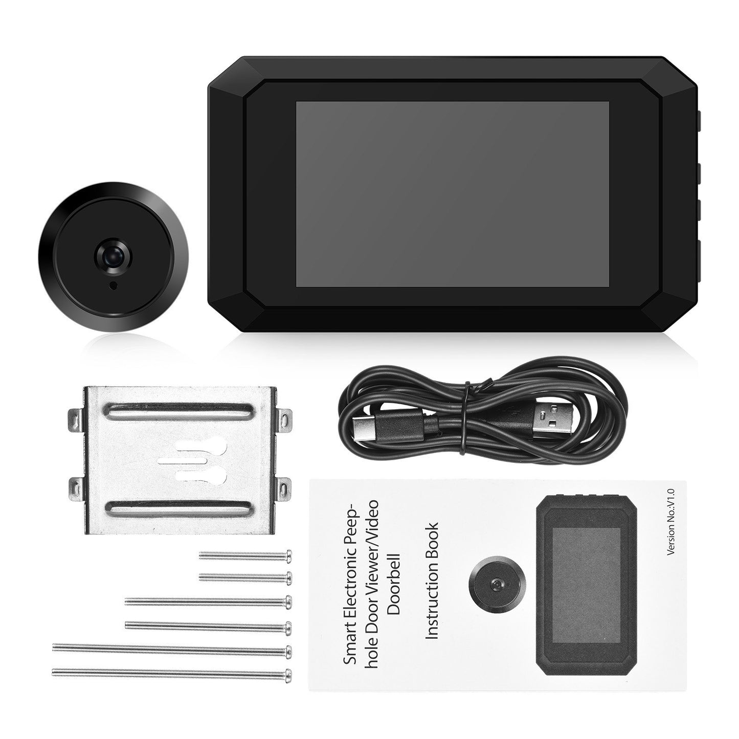 2MP 3.5-inch LCD Digital Peephole Camera for Apartment Doors, 1080P Monitor with Built-in 1400mAh Battery, Type-C Rechargeable