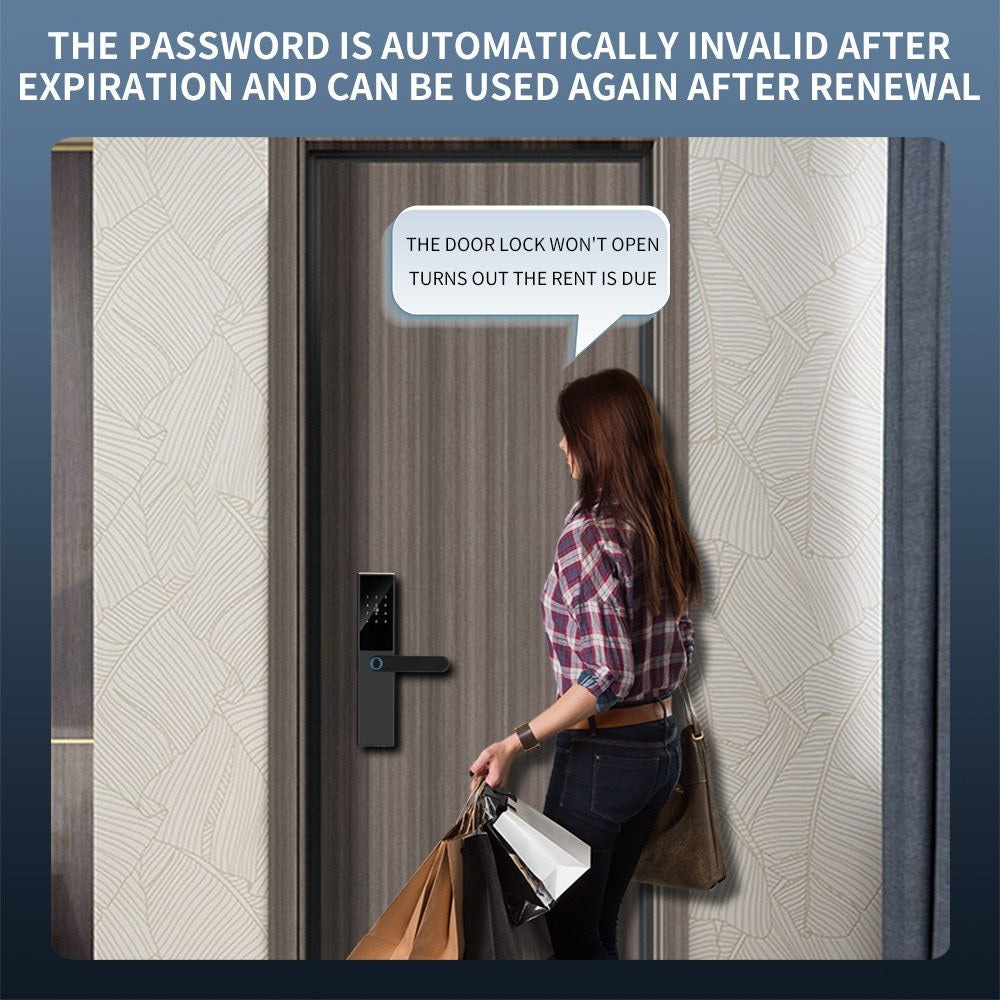 Smart Door Lock - WAFU Keyless Entry with Biometric, Tuya App, Cards & Keys, Remote Control for Office/Home (40-120mm)
