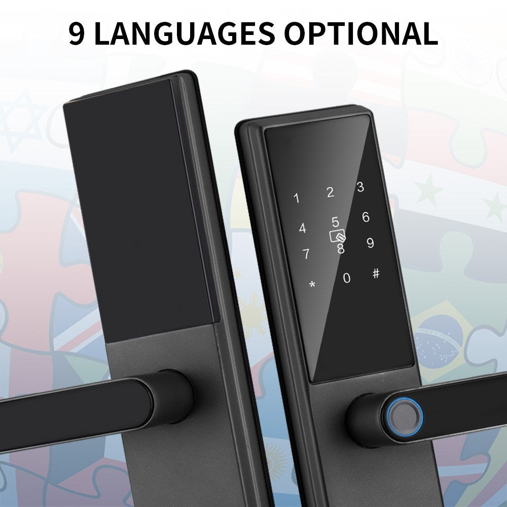 Smart Door Lock - WAFU Keyless Entry with Biometric, Tuya App, Cards & Keys, Remote Control for Office/Home (40-120mm)