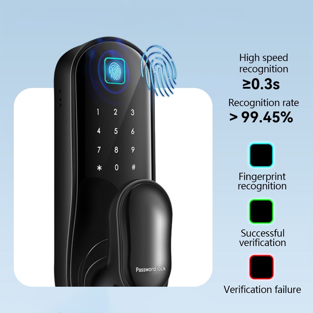 WiFi Smart Door Lock with Biometric, Keyless Entry, App Control, 2 Cards, 2 Keys for Office/Home