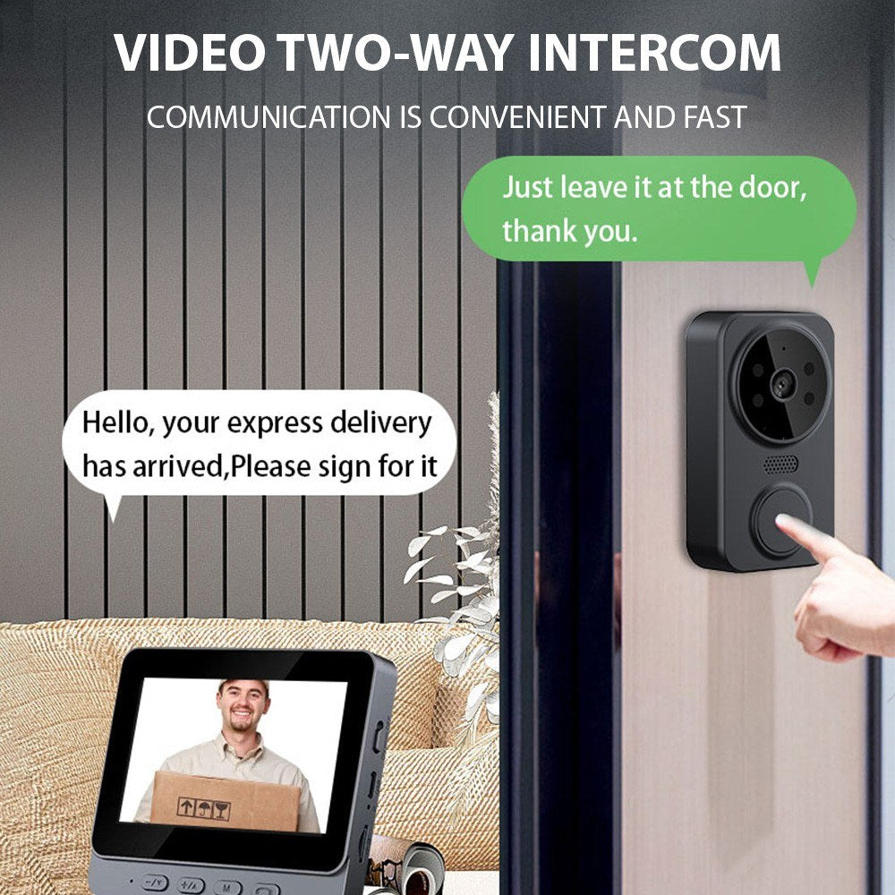 4.3 IPS Wireless Video Doorbell with Two-Way Intercom & HD Monitoring for Home