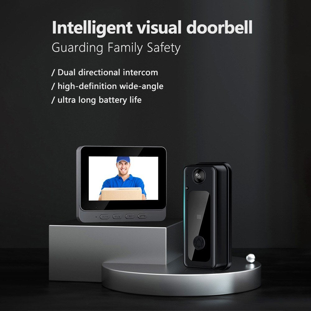 Smart 4.3-Inch Wireless Video Doorbell with HD Intercom & Monitoring