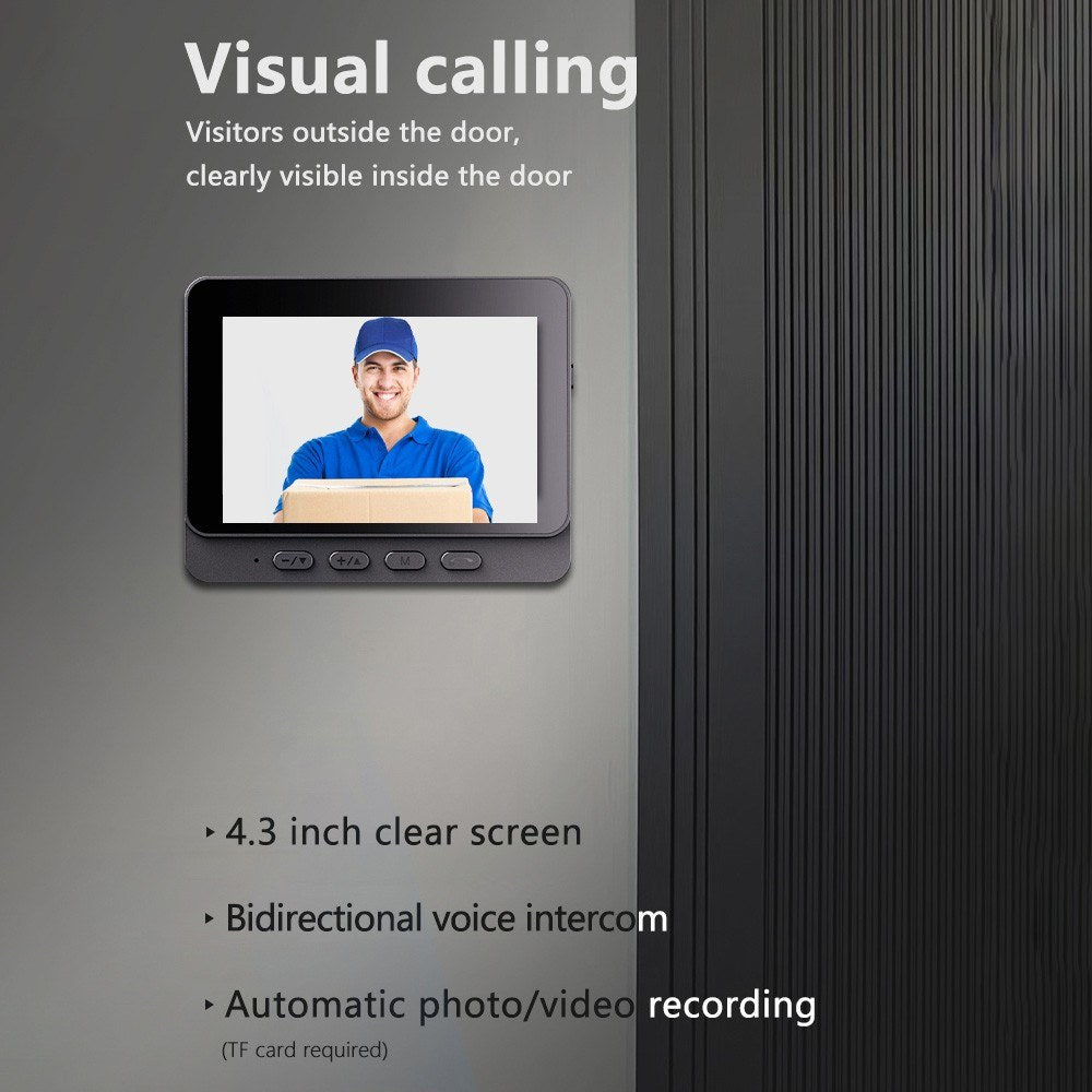 Smart 4.3-Inch Wireless Video Doorbell with HD Intercom & Monitoring