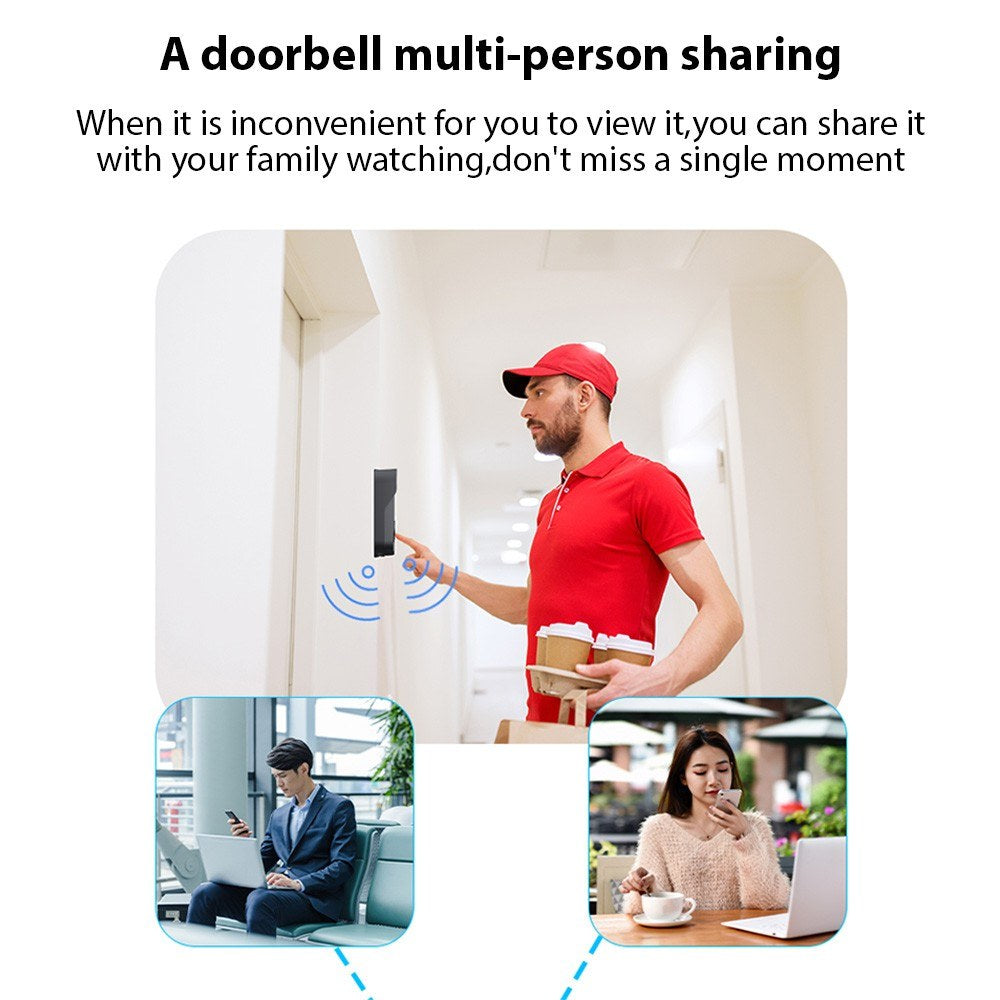 Wireless Smart Doorbell Camera with 125° Wide-Angle Lens, Bidirectional Intercom, Night Vision, One-Button Wake-up for Home or Office