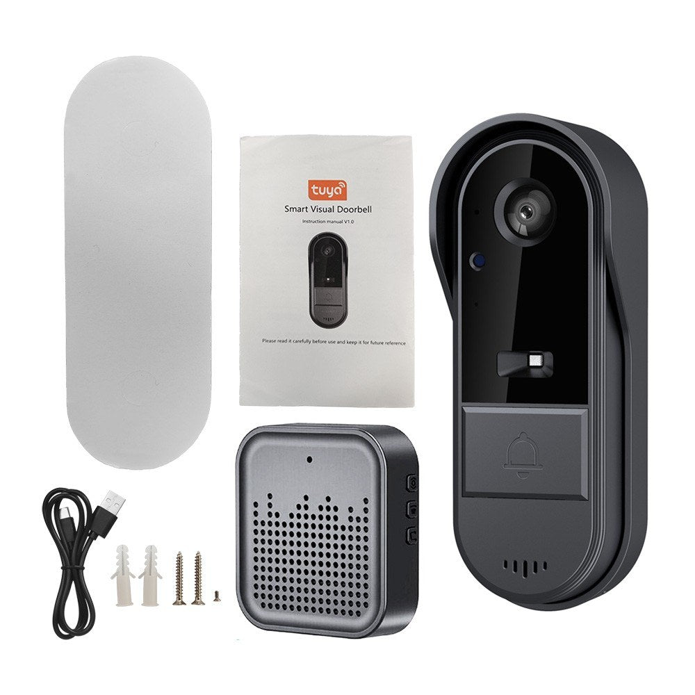 Wireless Smart Doorbell Camera with 125° Wide-Angle Lens, Bidirectional Intercom, Night Vision, One-Button Wake-up for Home or Office
