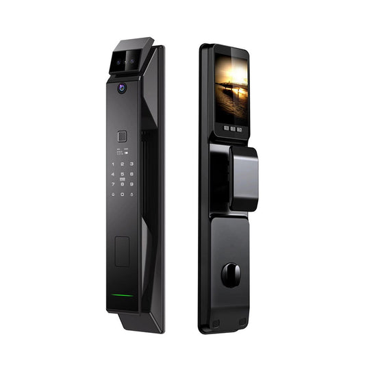 WAFU 3D Face Recognition Smart Lock with Camera, Keyless Biometric Aluminum Alloy Door Handle, Tuya App, 6 Unlock Methods for 40-120mm Doors - Office, Home, Bedroom