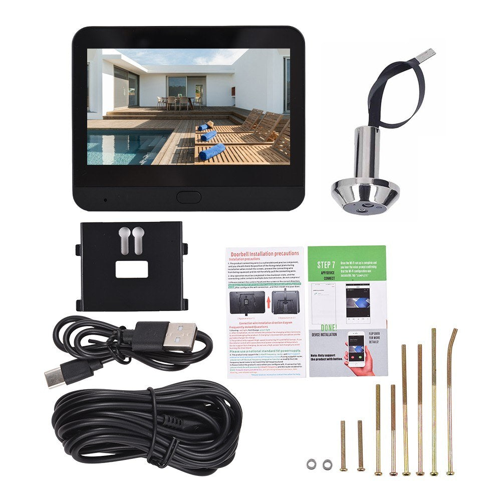 1080P WiFi Video Doorbell with 4.3” Display, Night Vision, Motion Detection & Tuya Smart App for Apartments