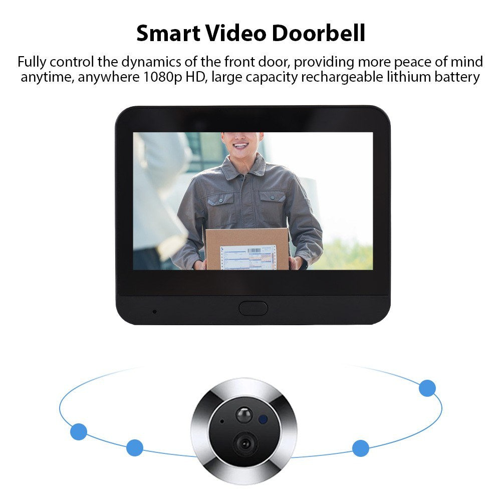 1080P WiFi Video Doorbell with 4.3” Display, Night Vision, Motion Detection & Tuya Smart App for Apartments