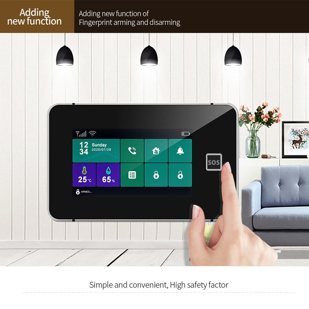 Tuya 2G/WiFi Wireless Home Alarm System with 4.3 Touchscreen, SOS, Anti-Theft, Temperature & Humidity Sensors for Home Security