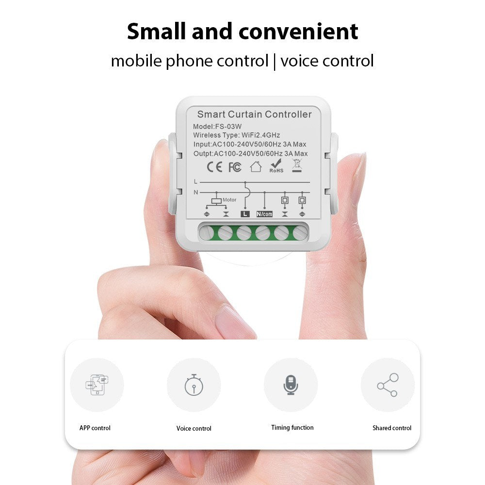 WiFi Smart Curtain Controller with Tuya App & Voice Control for Home, Office, Hotel & Apartment – Supports Device Sharing & Smart Timing