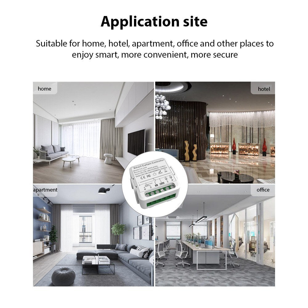 WiFi Smart Curtain Controller with Tuya App & Voice Control for Home, Office, Hotel & Apartment – Supports Device Sharing & Smart Timing