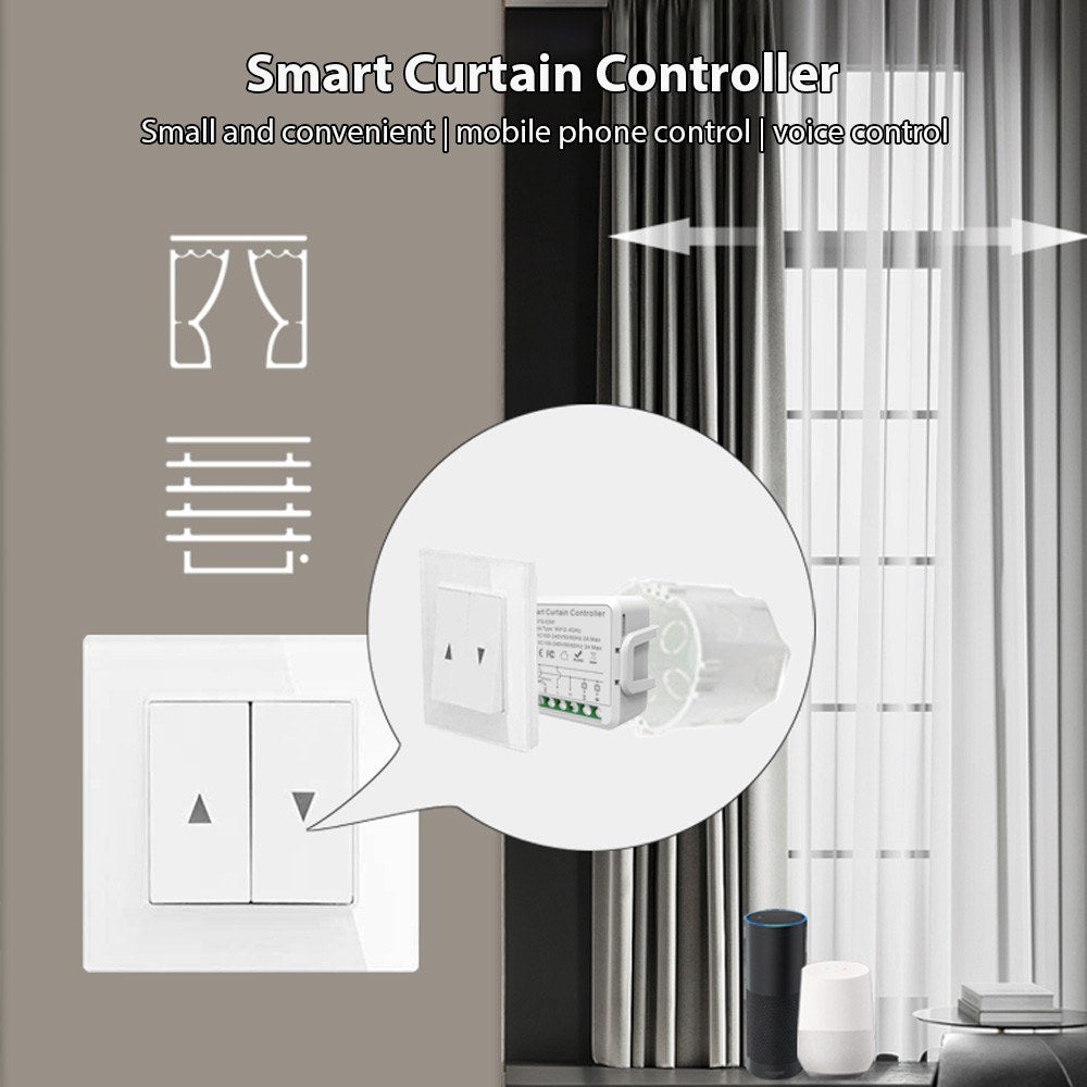 WiFi Smart Curtain Controller with Tuya App & Voice Control for Home, Office, Hotel & Apartment – Supports Device Sharing & Smart Timing