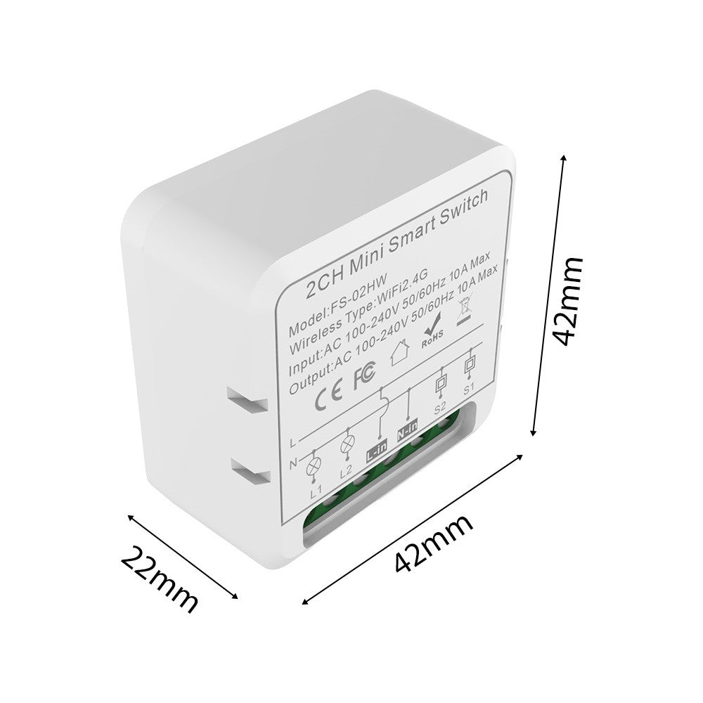 4 Pack 16A WiFi Smart Switch Relay Module - Dual Control, Voice & App Controlled, Tuya Compatible with Countdown & Group Features