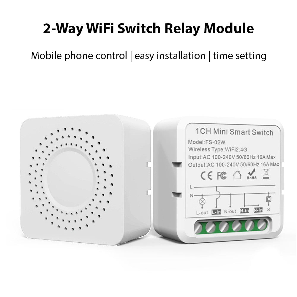 4 Pack 16A WiFi Smart Switch Relay Module - Dual Control, Voice & App Controlled, Tuya Compatible with Countdown & Group Features