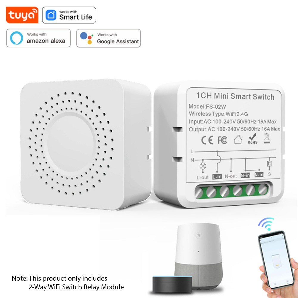 4 Pack 16A WiFi Smart Switch Relay Module - Dual Control, Voice & App Controlled, Tuya Compatible with Countdown & Group Features