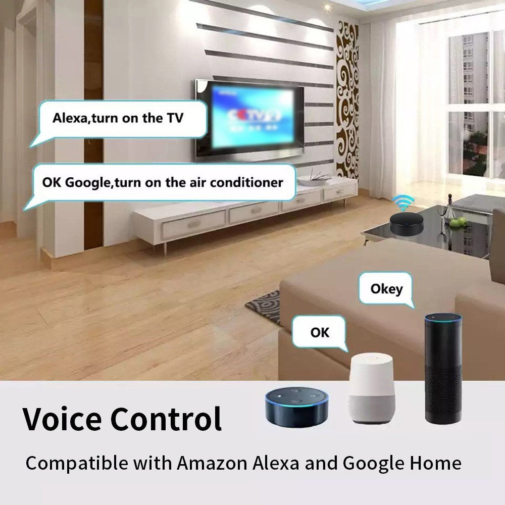WiFi Smart IR Remote Control with Temperature & Humidity Sensor for TV/AC, Real-Time Monitoring & Automation, Compatible with Alexa/Google Home