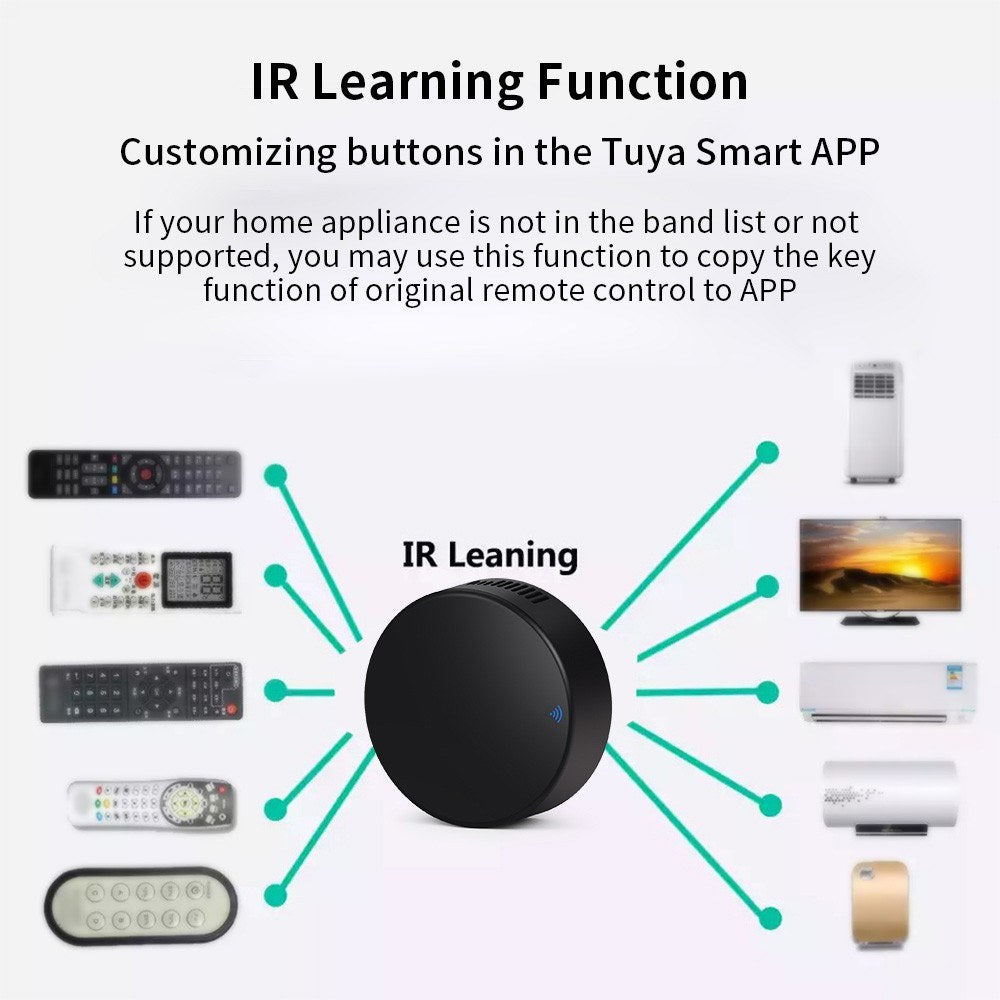WiFi Smart IR Remote Control with Temperature & Humidity Sensor for TV/AC, Real-Time Monitoring & Automation, Compatible with Alexa/Google Home